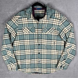Stio Teal and Beige Checkered Shirt Jacket